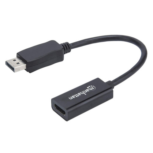 Manhattan DisplayPort 1.1 to HDMI Adapter Cable, 1080p@60Hz, Male to Female, Black, Cable 15cm, DP With Latch, Not Bi-Directional, Three Year Warranty, Equivalent to DP2HDMI