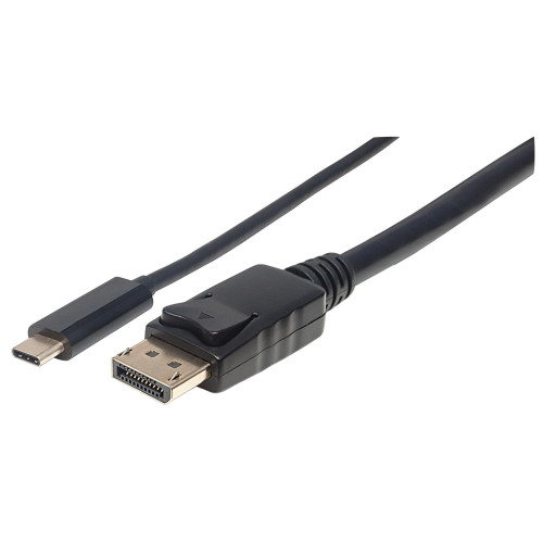 Manhattan USB-C to DisplayPort Cable, 4K@60Hz, 1m, Male to Male, Black, Not Bi-Directional, Three Year Warranty, Equivalent to CDP2DP1MBD