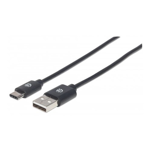 Manhattan USB-C to USB-A Cable, 50cm, Male to Male, Black, 480 Mbps (USB 2.0), Hi-Speed USB, Lifetime Warranty, Equivalent to USB2AC50CM