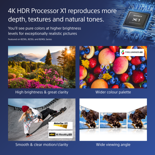 Sony FW-75BZ40L Signage Display Digital signage flat panel 190.5 cm (75") LCD Wi-Fi 700 cd/m&Acirc;&sup2; 4K Ultra HD Black Android 24/7 - FW-75BZ40L