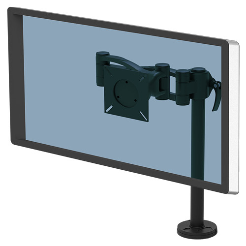 Fellowes Vista Single Monitor Arm - Monitor Mount for 10KG 32 Inch Screens - Adjustable Monitor Desk Mount - Pan 180&Acirc;&deg; Rotation 360&Acirc;&deg;, VESA 75 x 75/100 x 100 - Black