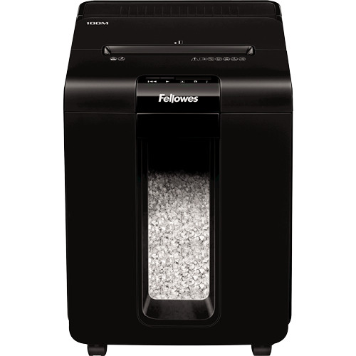 Fellowes Paper Shredder 100 Sheet Auto Feed Mini Cut Shredder AutoMax 100M Shredder 23 Litre Bin Advanced Security P4