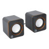 Manhattan 2600 Series Speaker System, Two Speakers, Black/Orange, USB for Stereo Audio and Power, Output: 2x 3W, Decent Sound, Integrated rotary volume control, USB-C/USB-A Adapter, Cable 1.4